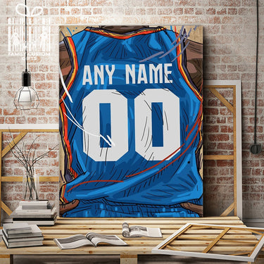 Oklahoma City Jersey Custom Canvas Print Wall Art for Boy Girl Men Women Basketball Personalized Canvas Art